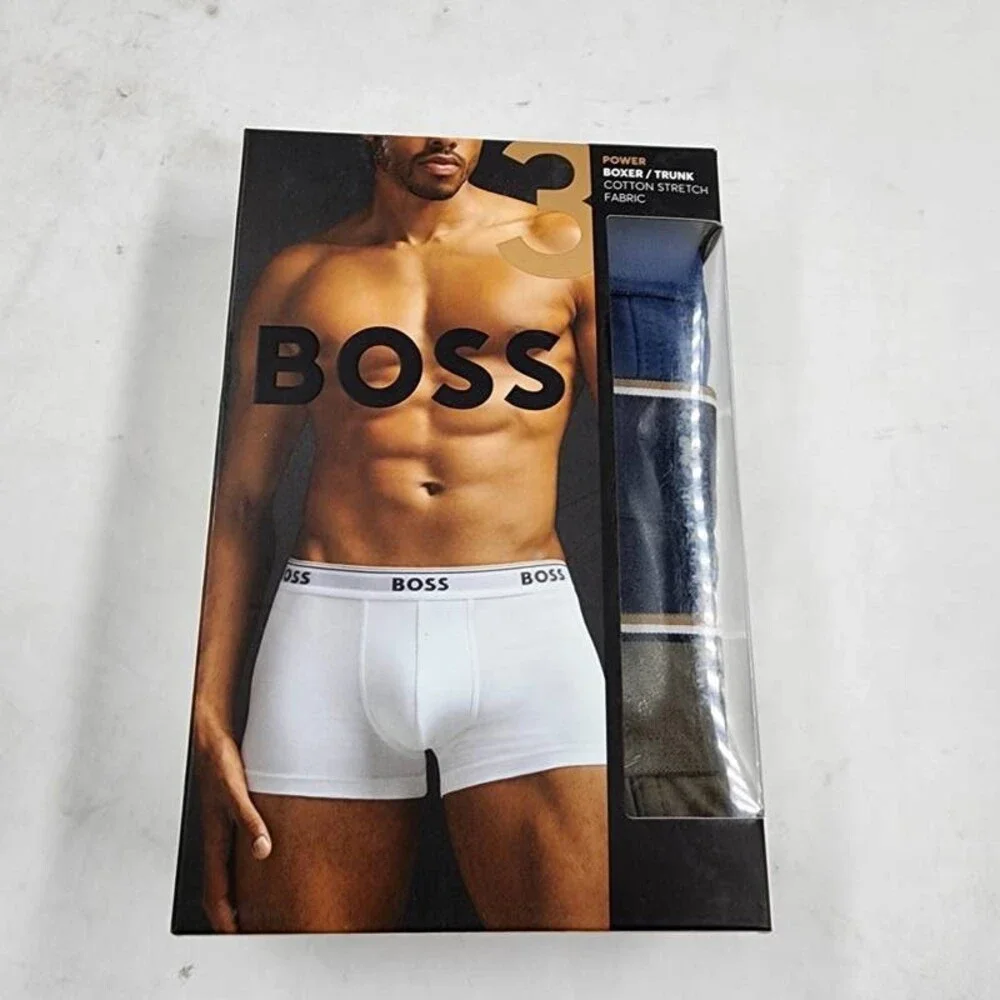 BOSS by Hugo Boss Logo Power Trunks Men's S Navy/Blue/Thyme Pull On - 3pk.